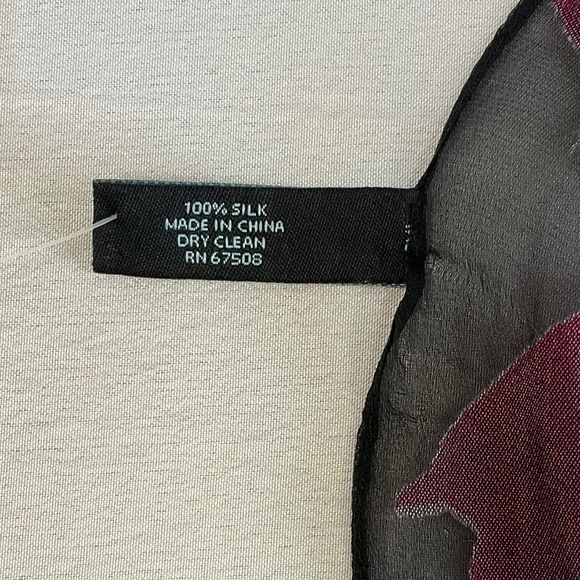 CYNTHIA ROWLEY Silk Scarf Black Chiffon Turquoise Pink Blue Design, sz 20"x74" - Picture 6 of 9